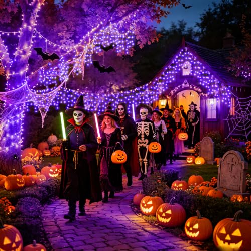 33ft 400 LED Purple Halloween Lights Outdoor for Decorations (32 Foot)