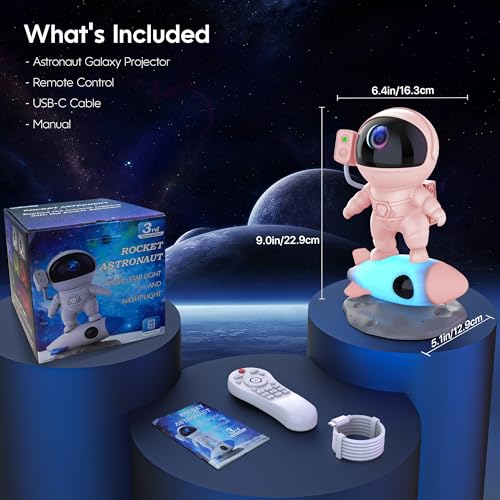 Astronaut Galaxy Projector Night Lights with Rocket Lamp