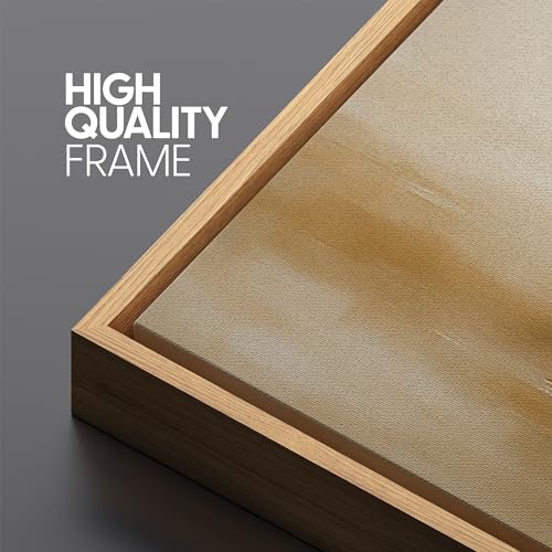 Extra Larg Framed Canvas Print Wall Art Minimalist Golden Brown Abstract Modern Neutral Illustrations Decorative Colorful for Bedroom