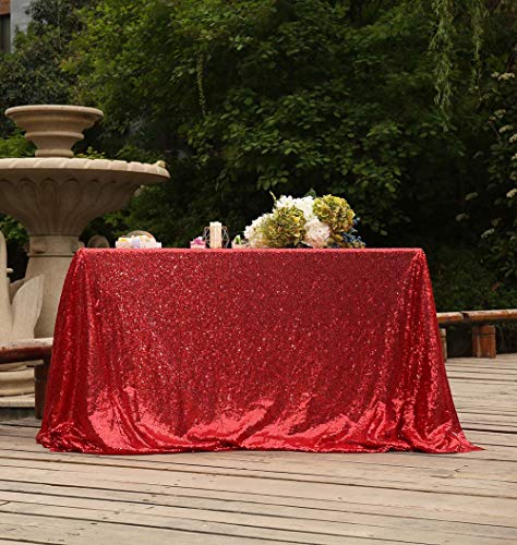 Sequin Tablecloth 50x72 Inch Red for Christmas Wedding Party