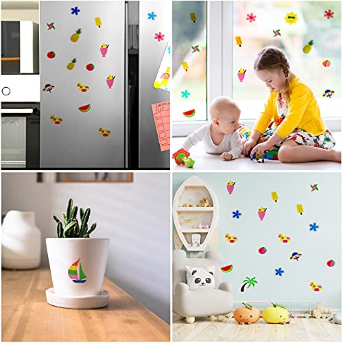 20 PCS Summer Thick Gel Clings Hawaiian Tropic Window Gel Clings Decals Stickers for Kids (100 Count)