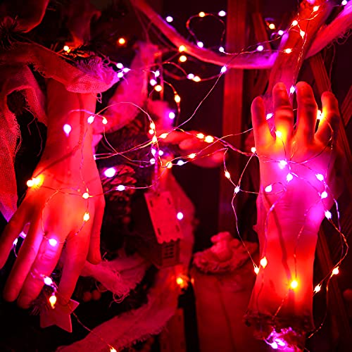 Purple & Orange Battery Halloween Lights Remote 17.48 ft 50 LED (34.96 Foot)