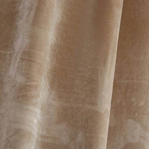 Super Soft Luxury Velvet Curtains Set of 2 Sand Color Room Darkening Blackout Drapes Drapery Cream 52 Inch Wide by 84 Inch Length with Grommet Sand