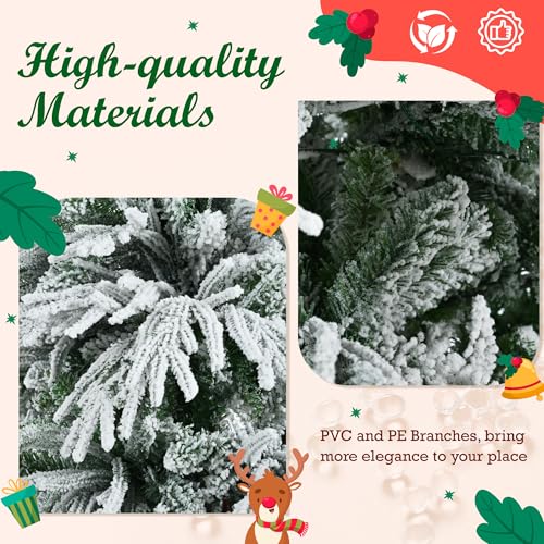 7.5FT Pre Lit Spruce Snow Flocked Artificial Christmas Tree (34.28 Count)