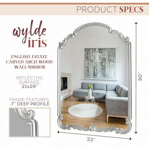 English Estate Carved Arch Wood Wall Mirror