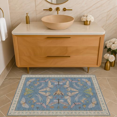 Dusty Blue Bathroom Rug 2x4 (8 Sq Ft)