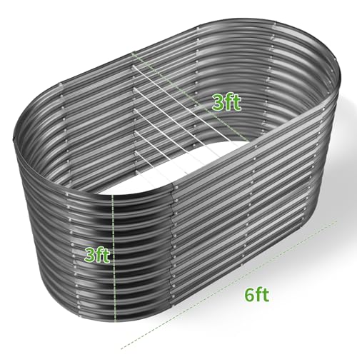 6x3x3ft Oval Galvanized Raised Garden Beds