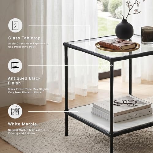 Modern Glass and Marble End Table
