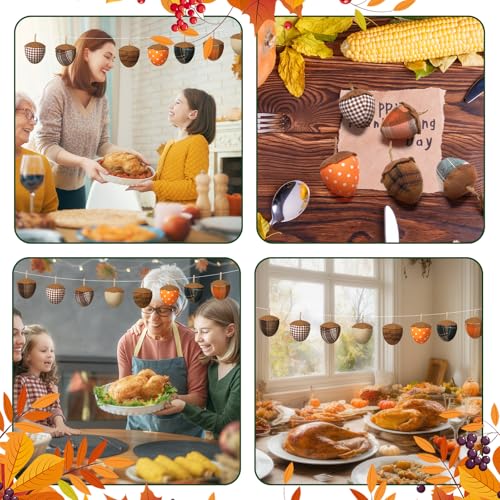 12 Pcs Fall Felt Acorn Ornaments Thanksgiving Hanging Decor (12 Count)