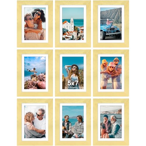 5x7 Picture Frames Set of 9 for Wall or Tabletop Display (9 Count)
