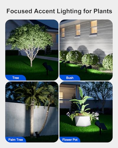 2 Pack Solar Spot Lights Outdoor Warm White LED Waterproof Landscape Lamp (2 Count)