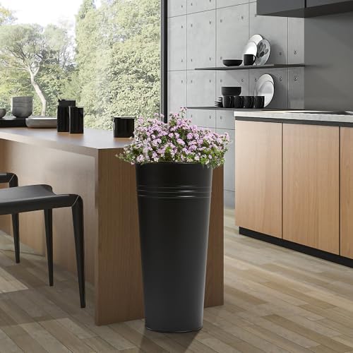 25'' Tall Galvanized Steel Planter Pot with Water Level Indicator (2 Count)