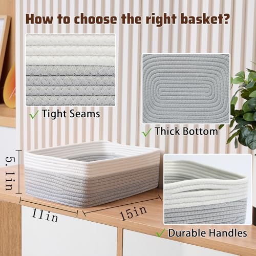 Large Shallow Organizing Baskets 15x11x5.1 Inches (2 Count)