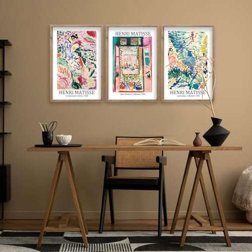 Henri Matisse Wall Art Decor Set of 3 16x11 Inch Wood Framed (3 Count)