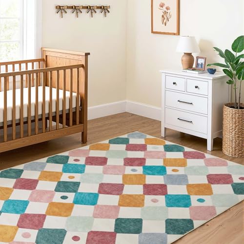 5x7 Nursery Rug Washable Kids Rug Colorful Play Mat Decor Confetti (35 Sq Ft)