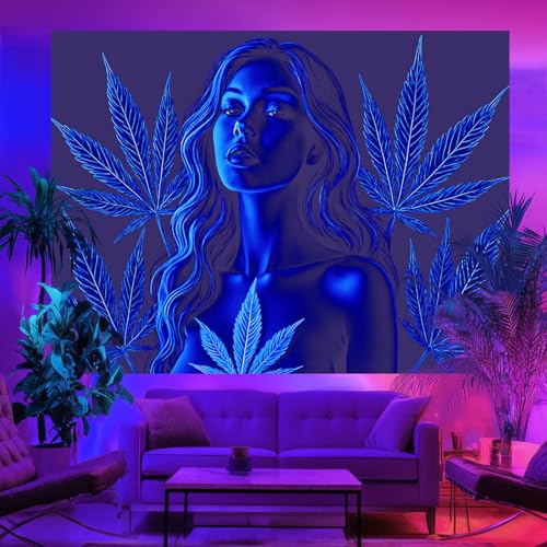 Blacklight Tapestry for Bedroom 78x59 Inch Trippy Room Decor