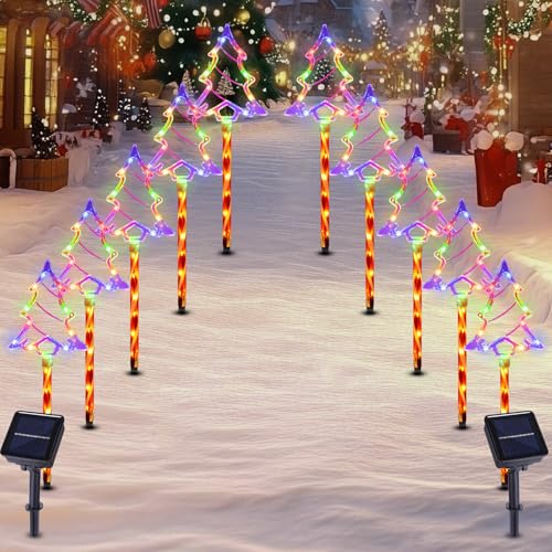 Solar Christmas Tree Pathway Lights Outdoor Decorations (10 Count)