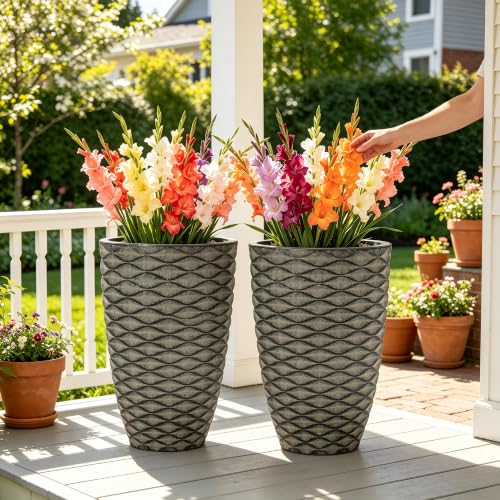 Autodaya 20" Tall Outdoor Planters Set of 2 Plant Pots (2 Count)