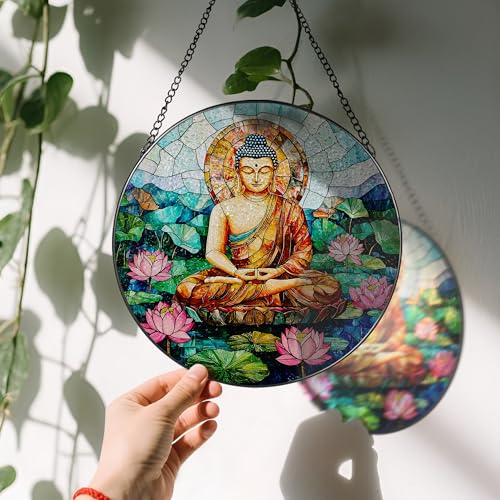 8 Inch Buddha Stained Glass Suncatcher & Ornament