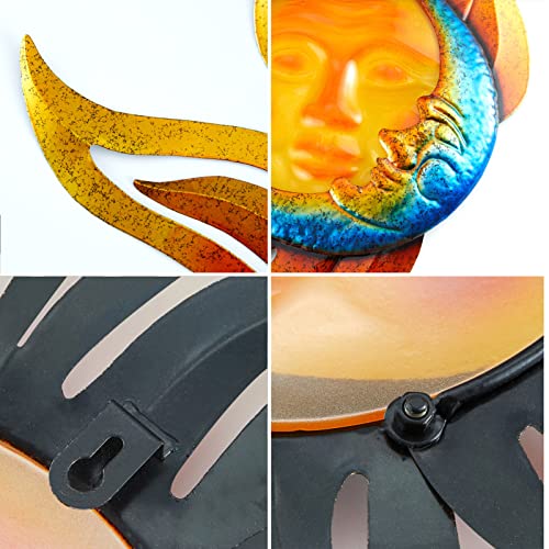 Large Outdoor Metal Glass Sun and Moon Wall Decor Outdoor Sun Moon Wall Art