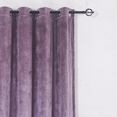 Super Soft Luxury Velvet Texture Curtains Lavender Flannel Blackout Curtains Panel Drapes Grommet 52Wx84L inch Purplish Pink