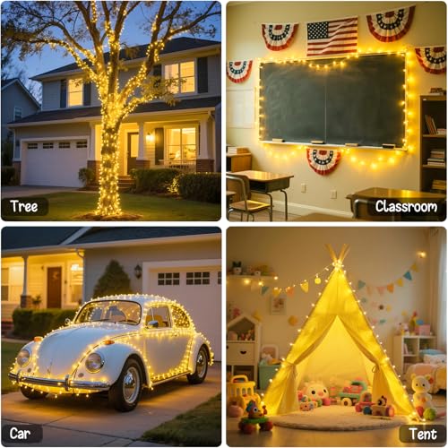 4Pack Christmas String Lights Battery Operated with Remote Control (100 Count)