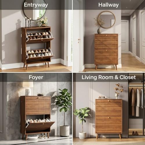 Freestanding Shoe Cabinet for Narrow Entryways