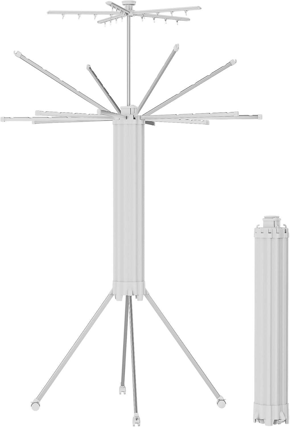 JOOM 4 Legs Double Layer Clothes Drying Rack, Garment Rack Portable and Foldable Space Saving Laundry Drying Rack - Drying Rack Clothing Floor Folding Balcony Bedroom Household Aluminum - NestledHome