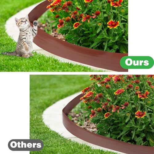 6 Inch Tall 33 ft Length Landscape Plastic Edging Kit with Hammer Spikes Plastic Garden Flower Bed Edging Landscape Border for Gardens Border Grass Yard Lawn