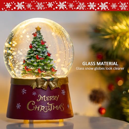 Christmas Snow Globe Lantern Water Glittering Christmas Tree Crown with Music & Timer