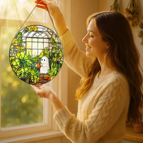 8'' Halloween Ghost Greenhouse Sun Catcher Ornament