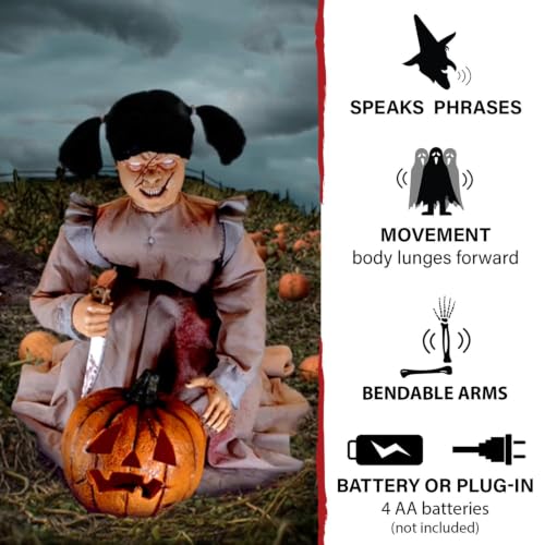 Lunging Pumpkin Carver Zombie Girl by Tekky