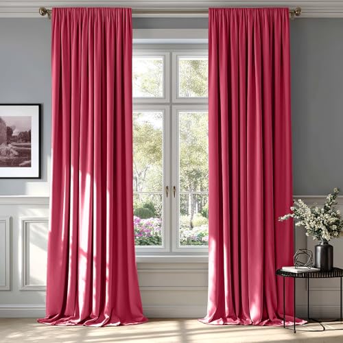 Berry Blackout Velvet Curtains Drapes 108 Inch Long 52"x108" Bedroom (2 Count)