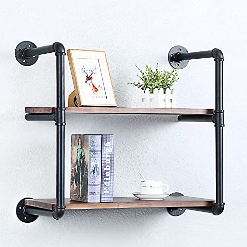Industrial Pipe Shelves With Wood Planks