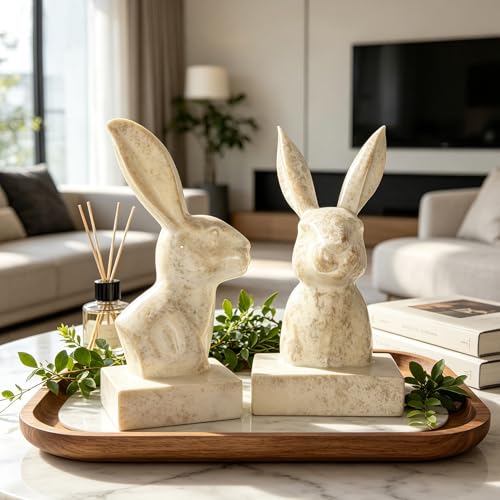 Unique Gold Rabbit Decorative Bookends for Home Office Shelves Decor (2 Count)