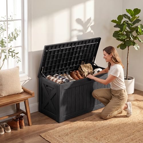 Resin Deck Box 120 Gallon Waterproof Large Outdoor Storage Box