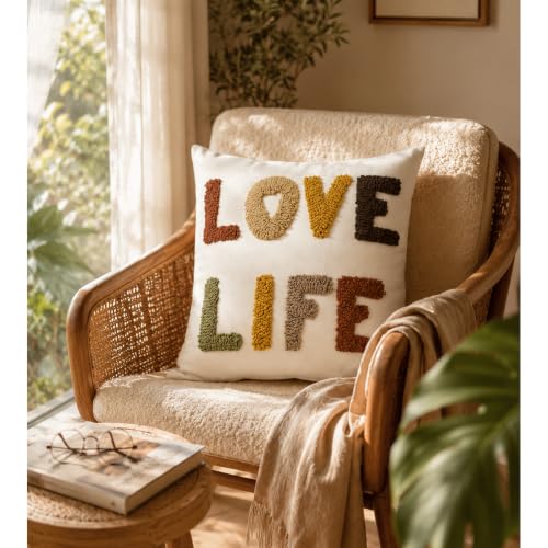 Boho Throw Pillow Covers 18*18 Tufted Fall Decorations for Sofa