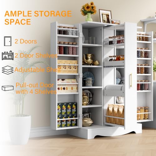 47“ Kitchen Pantry Cabinet Storage with Pull Out Drawer
