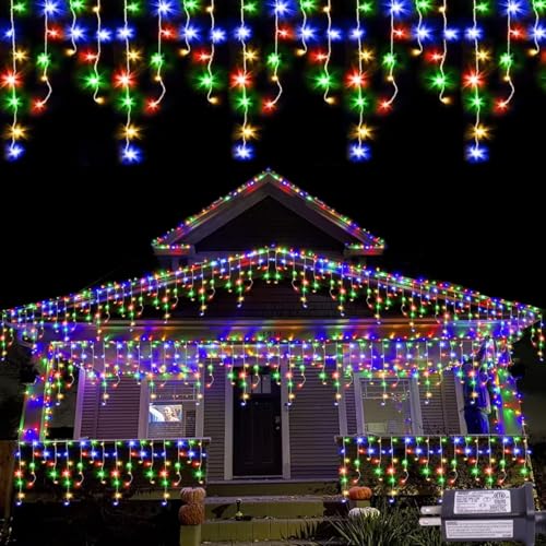 Multicolor Icicle Lights for Outside (33 Foot)