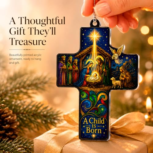 Nativity Cross Christmas Ornament 2026