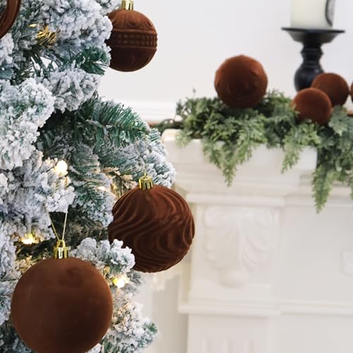 36PCS Brown Velvet Christmas Ornaments Set (36 Count)