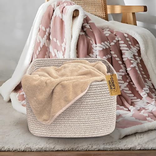 Cotton Rope Woven Basket with Handles for Shelves