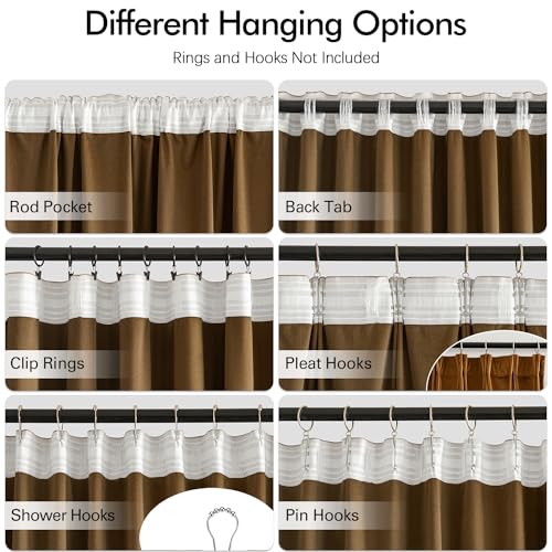Fall Golden Brown Velvet Blackout Curtains Pinch Pleat 52" Wx96 L (2 Count)