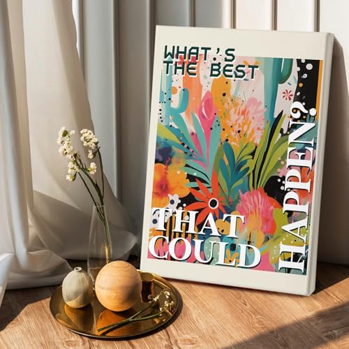 What's the Best That Could Happen Maximalist Floral Framed Canvas Painting Wall Art Decor