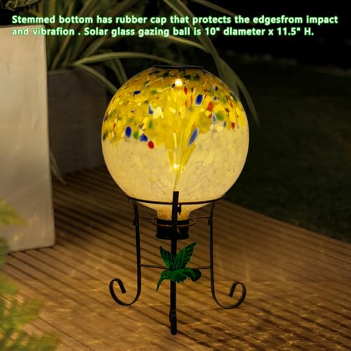 10" Diameter Solar Gazing Ball and 8.5" Metal Stand Yard Art