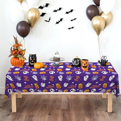 4 Packs Halloween Tablecloth Disposable Table Cover 54X108 Halloween Decorations Kids Birthday Party Decor for Kids (4 Count)