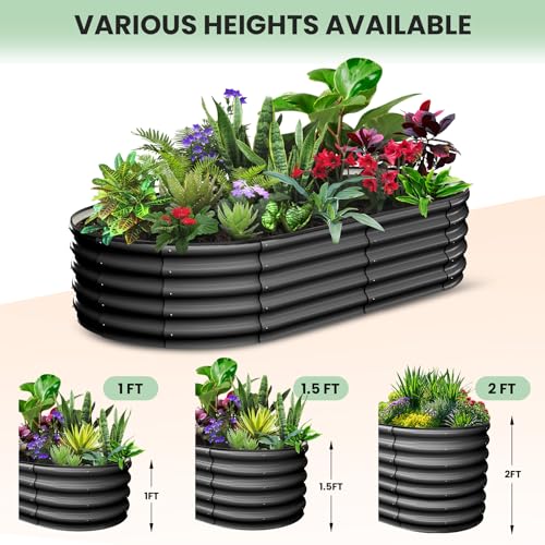 2 Pcs 6x3x1 ft Oval Raised Garden Bed