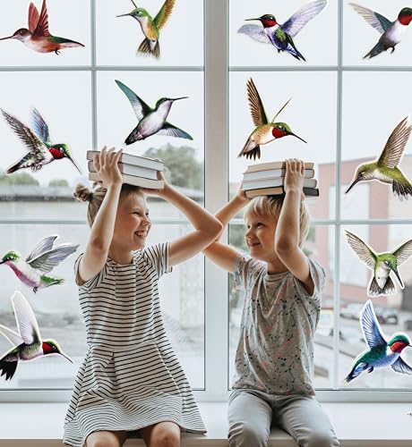 24 Pack Large 6" Static Cling Window Decorations Hummingbirds (24 Count)