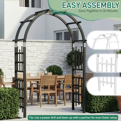 7Ft Black Wooden Arbor Arch