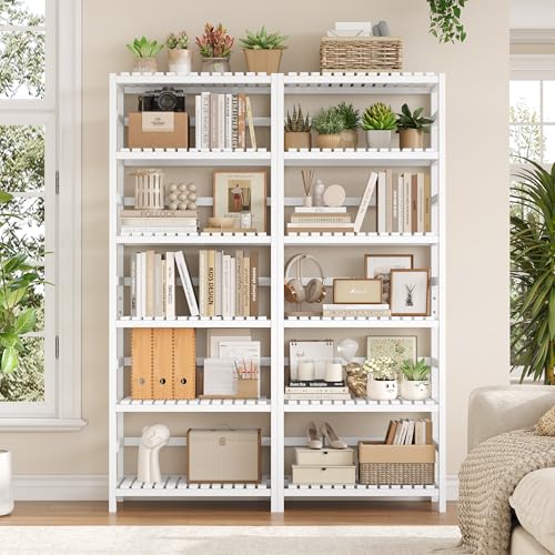 6 Tier Bamboo Shelf with Adjustable Shelves